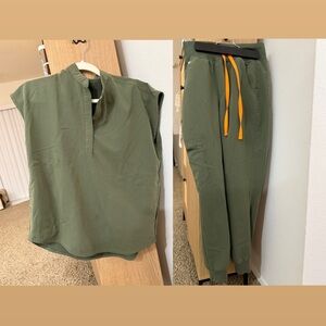 Figs Olive Green Scrub Top & Bottom